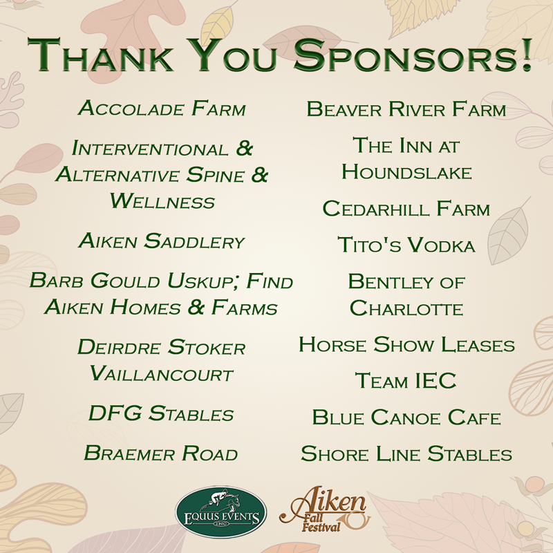 Thank You Aiken Fall Festival 2022 Sponsors!